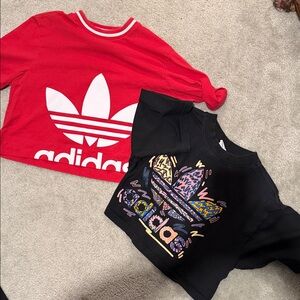 Bundle Adidas Red and Black Cropped Graphic Tees